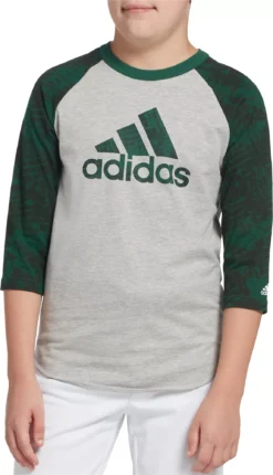 Adidas Boys' Triple Stripe Printed ¾ Sleeve Baseball Graphic Shirt